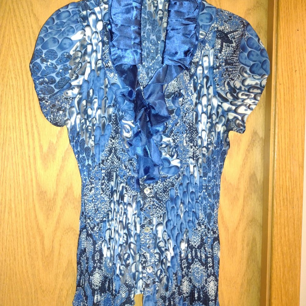 Blue Pebble Ruffled Blouse